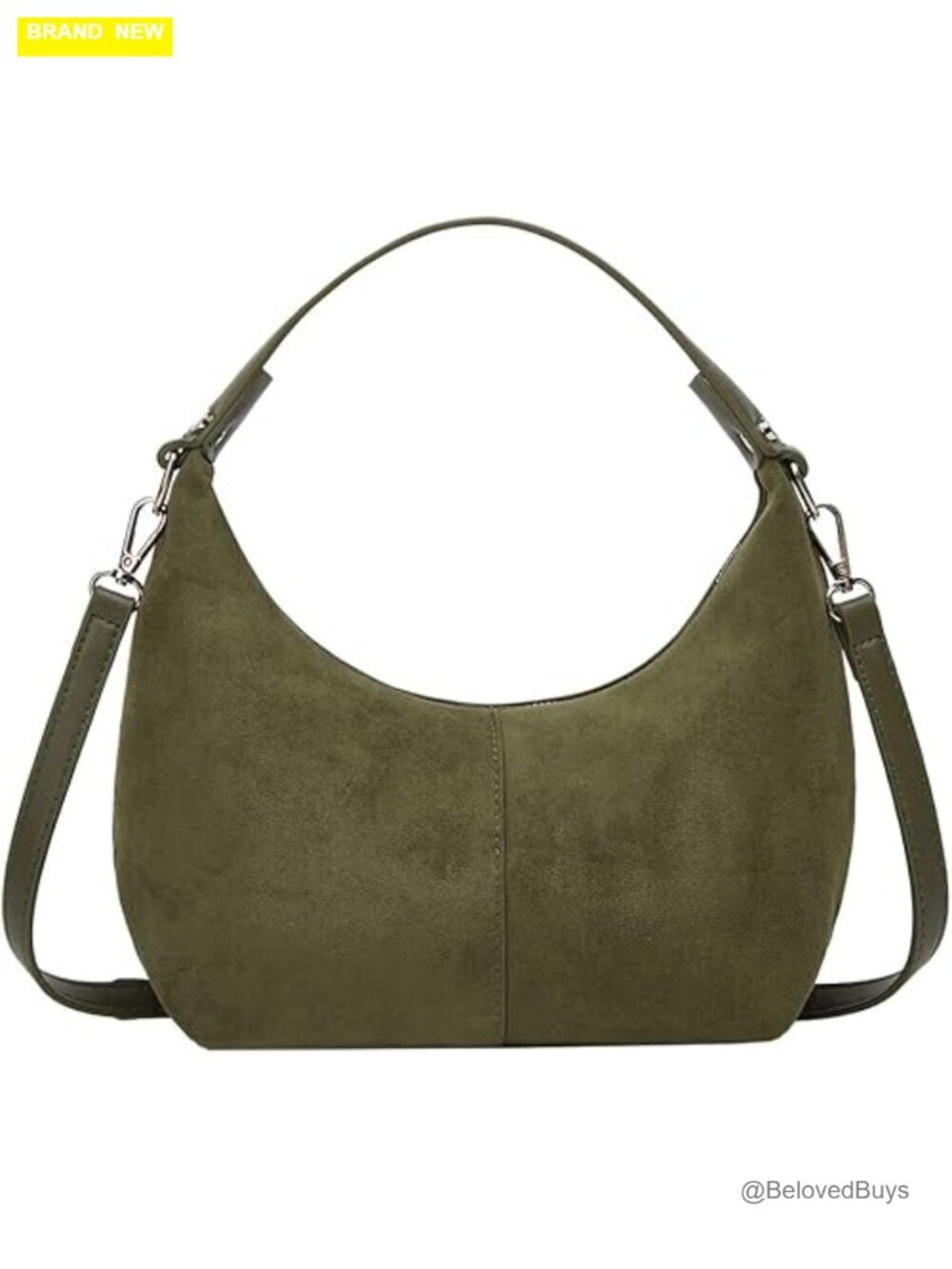 Faux Suede Crescent Crossbody Shoulder Bag Tote Satchel